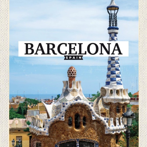 Schild Barcelona Spain Spanien Gaudi Haus Museum 12x18 20x30 30x40 Blech/Holz