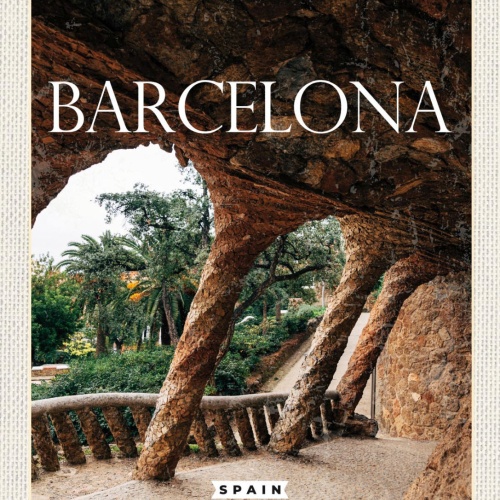Schild Barcelona Spain Spanien Park Güell 12x18 20x30 30x40 Blech/Holz