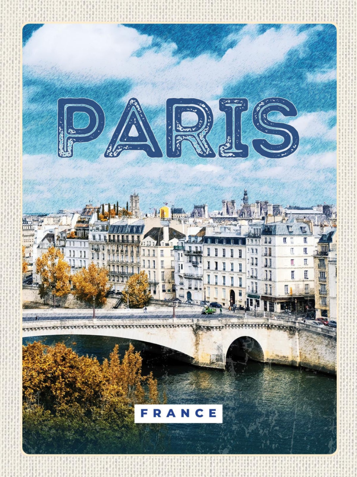 Schild Paris France Frankreich Stadt Ansicht 12x18 20x30 30x40 Blech od. Holz