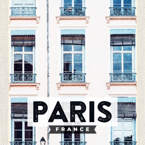 Schild Paris France Frankreich Haus Gebäude 12x18 20x30 30x40 Blech od. Holz