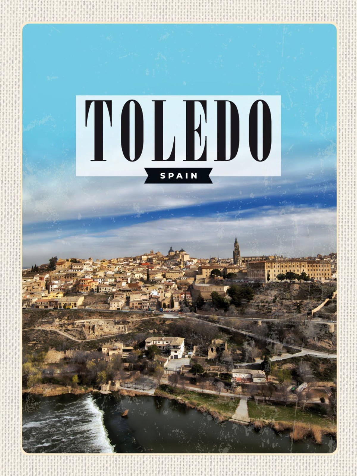 Schild Toledo Spain Spanien Stadt Ansicht 12x18 20x30 30x40 Blech od. Holz
