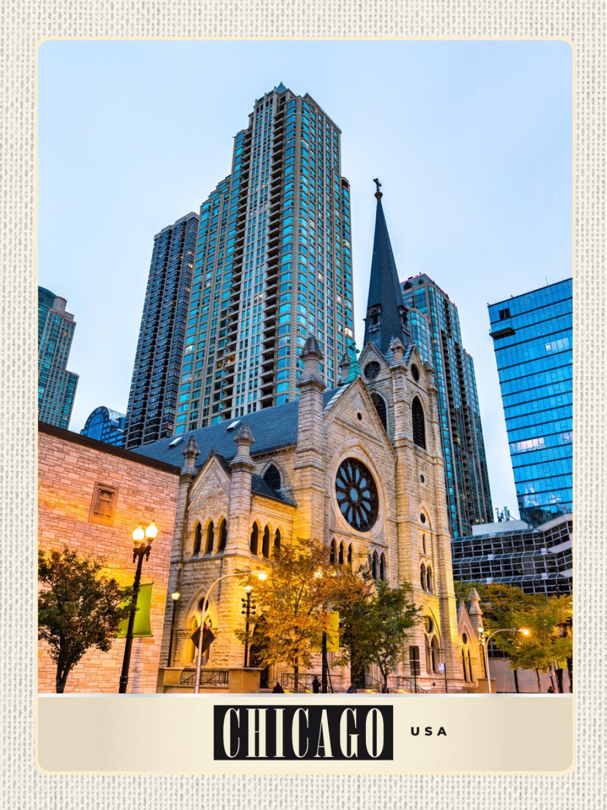 Schild Chicago USA Holy Name Cathedral Illinois 12x18 20x30 30x40 Blech/Holz