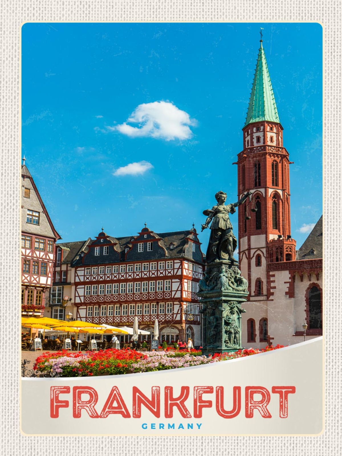 Schild Frankfurt Germany Stadt Kirche Deutschland 12x18 20x30 30x40 Blech/Holz