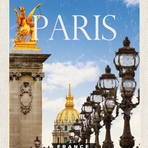 Schild Paris France Frankreich Pont Alexandre 12x18 20x30 30x40 Blech od. Holz