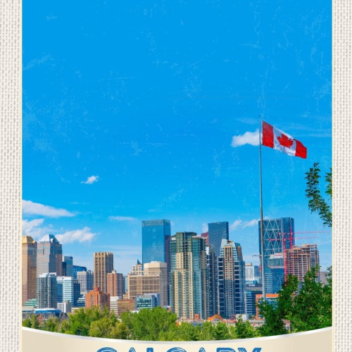 Schild Calgary Canada Alberta Stadt Ansicht Flagge 12x18 20x30 30x40 Blech/Holz
