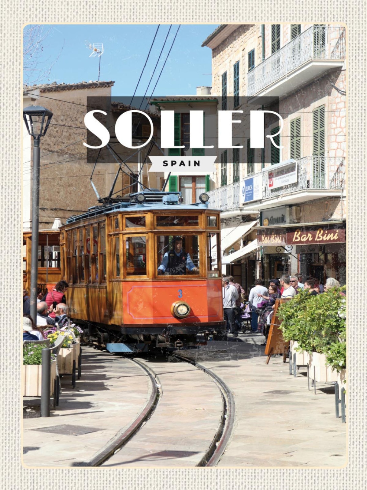 Schild Sóller Spain Spanien Straßenbahn Stadt 12x18 20x30 30x40 Blech od. Holz