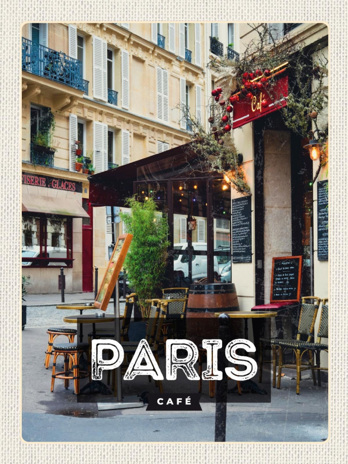 Schild Paris Café Frankreich Kaffeehaus Stadt 12x18 20x30 30x40 Blech od. Holz