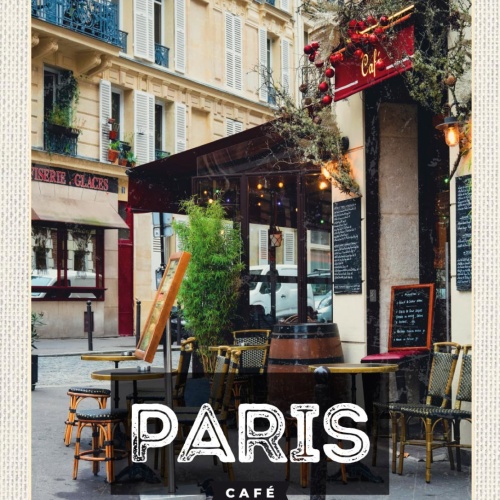Schild Paris Café Frankreich Kaffeehaus Stadt 12x18 20x30 30x40 Blech od. Holz