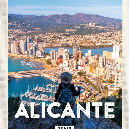 Schild Alicante Spain Spanien Hafen Stadt 12x18 20x30 30x40 Blech od. Holz