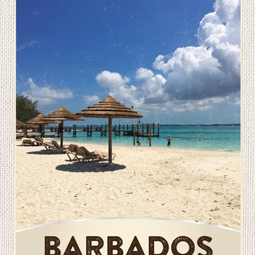 Schild Barbados "France" Strand Meer Insel 12x18 20x30 30x40 Blech/Holz