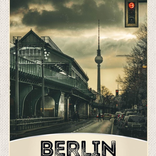 Schild Berlin Germany Deutschland Fernsehturm Nacht 12x18 20x30 30x40 Blech/Holz