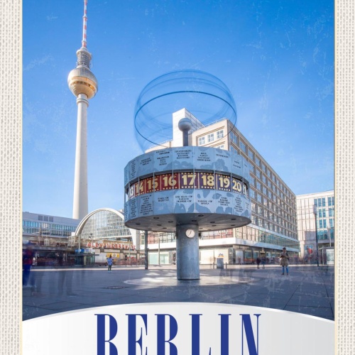 Schild Berlin Germany Deutschland Fernsehturm Uhr 12x18 20x30 30x40 Blech/Holz