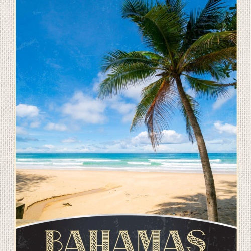 Schild Bahamas West Indies Palme Strand Meer Insel 12x18 20x30 30x40 Blech/Holz
