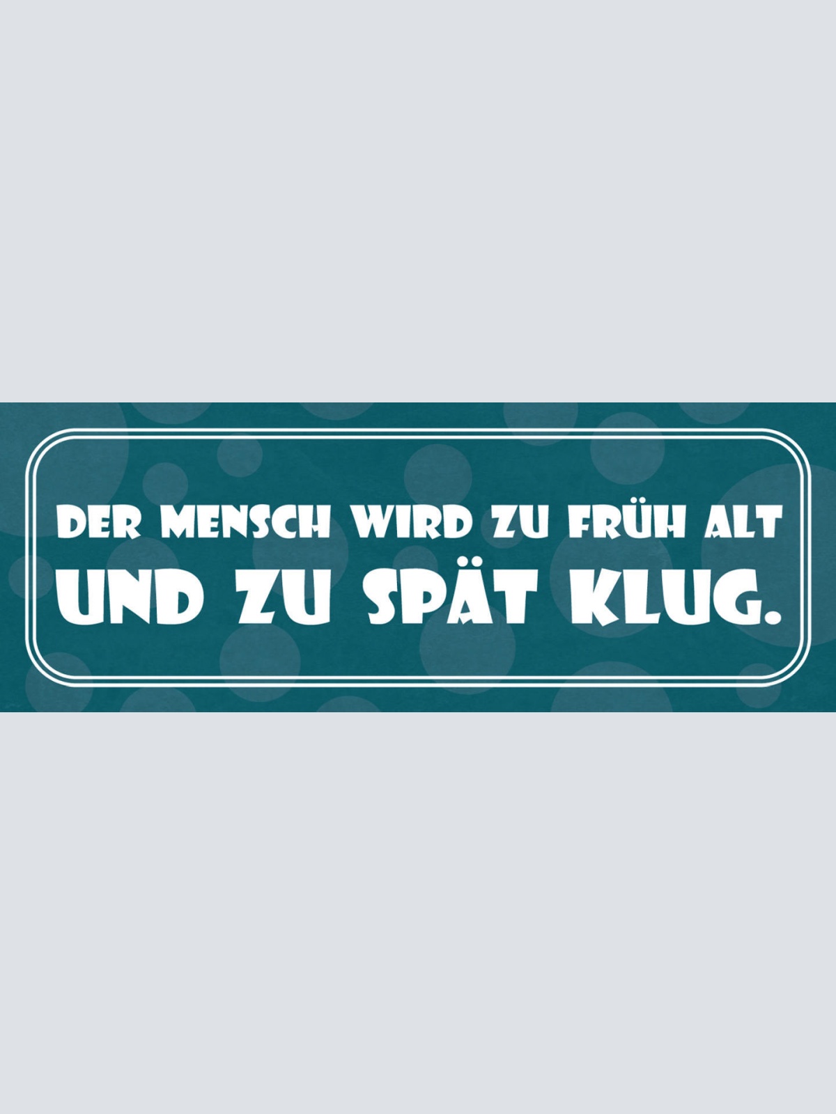 Schild Der Mensch Wird Zu Früh Alt & Zu Spät Klug 27 x 10 Blech od. Holz