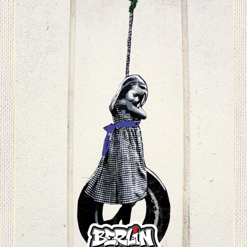 Schild Berlin Street Art Graffiti Mädchen Reifen D 12x18 20x30 30x40 Blech/Holz