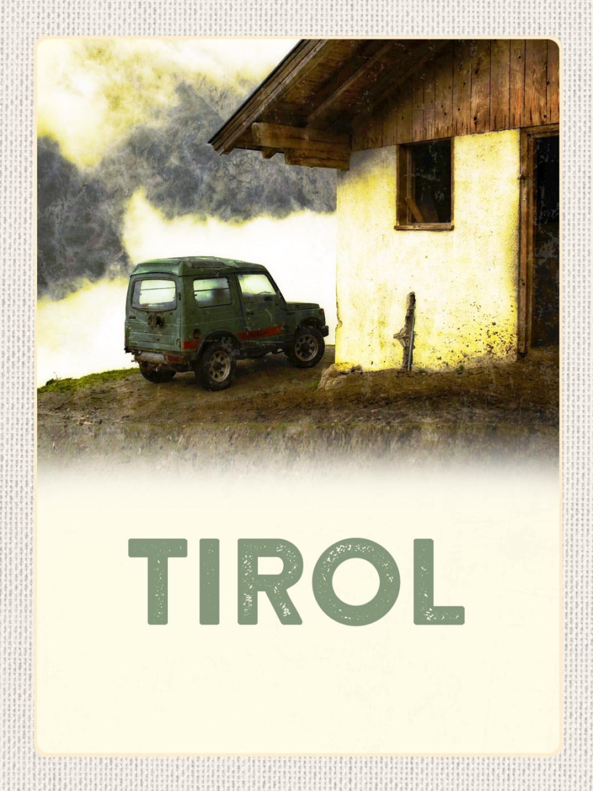 Schild Tirol Gebirge Haus Auto Jeep Österreich 12x18 20x30 30x40 Blech/Holz