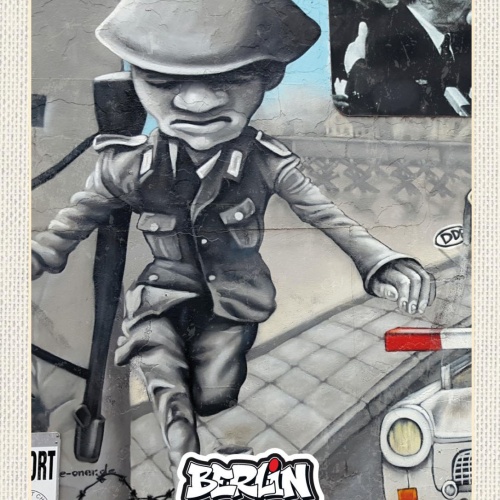 Schild Berlin Street Art Graffiti Trabi DDR Soldat 12x18 20x30 30x40 Blech/Holz