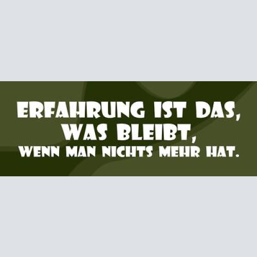 Schild erfahrung ist das was bleibt wenn man nichts mehr hat 27x10 blech od.holz