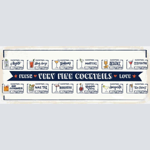Schild Very Fine Cocktails Fresh Love Drinks Alkohol Bar 27x10 Blech od.Holz