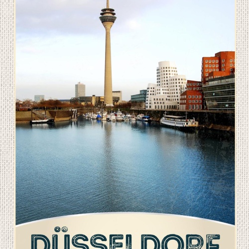 Schild Düsseldorf Germany Rheinturm Stadt Schiff D 12x18 20x30 30x40 Blech/Holz