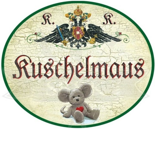 KuK Nostalgie Holzschild "Kuschelmaus Grau"