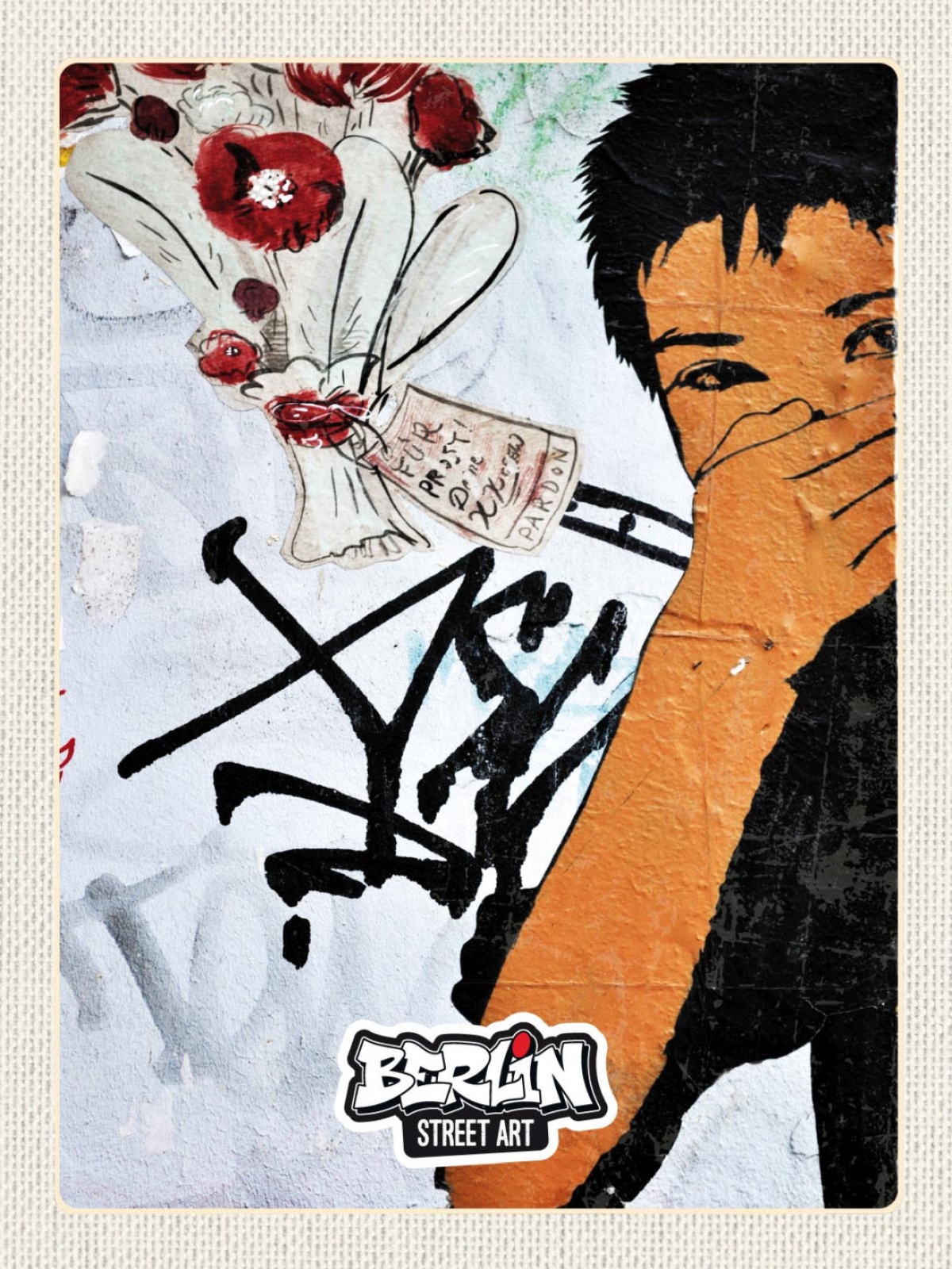 Schild Berlin Street Art Graffiti Blumenstrauß D 12x18 20x30 30x40 Blech/Holz