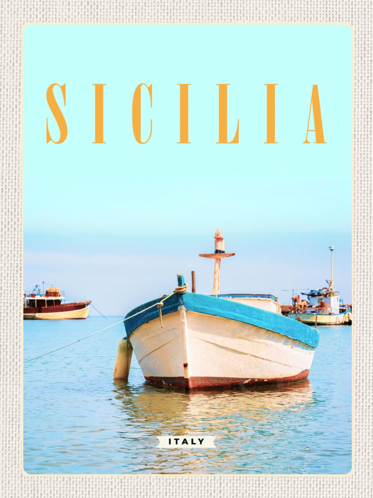 Schild Sicilia Italy Sizilien Italien Boot Meer 12x18 20x30 30x40 Blech/Holz