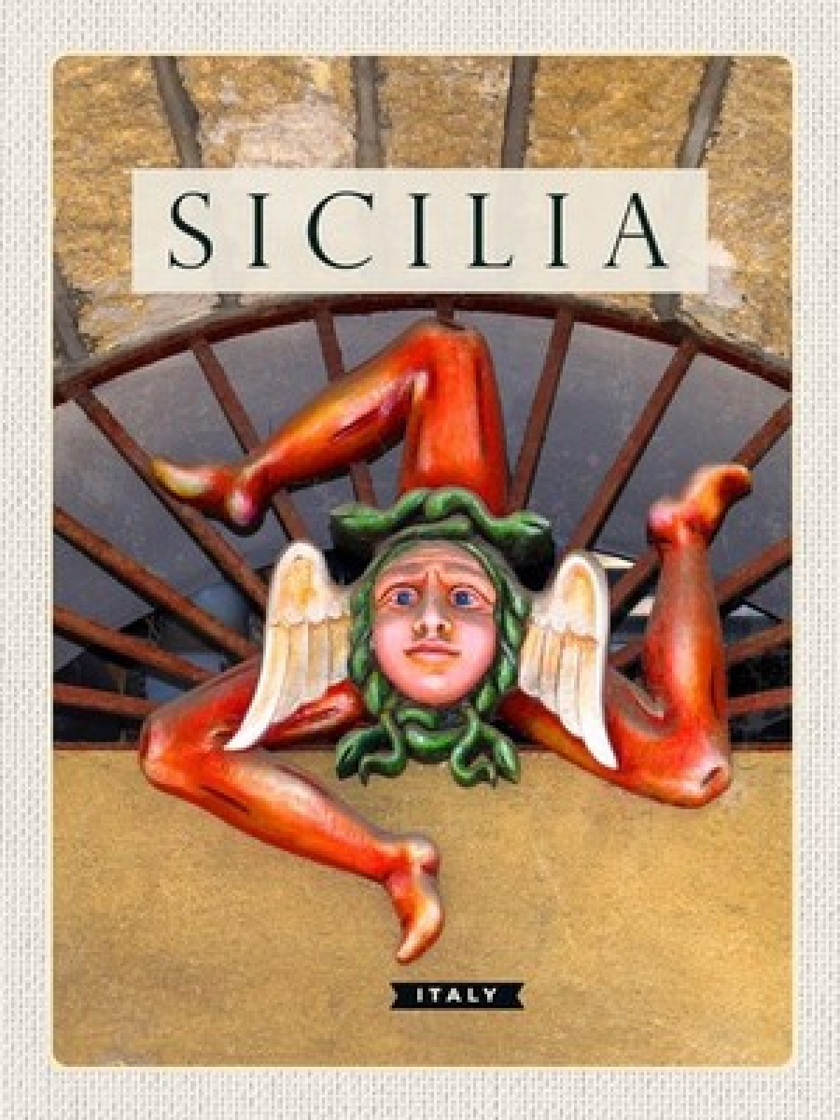 Schild Sicilia Italy Sizilien ITA Trinacria Symbol 12x18 20x30 30x40 Blech/Holz