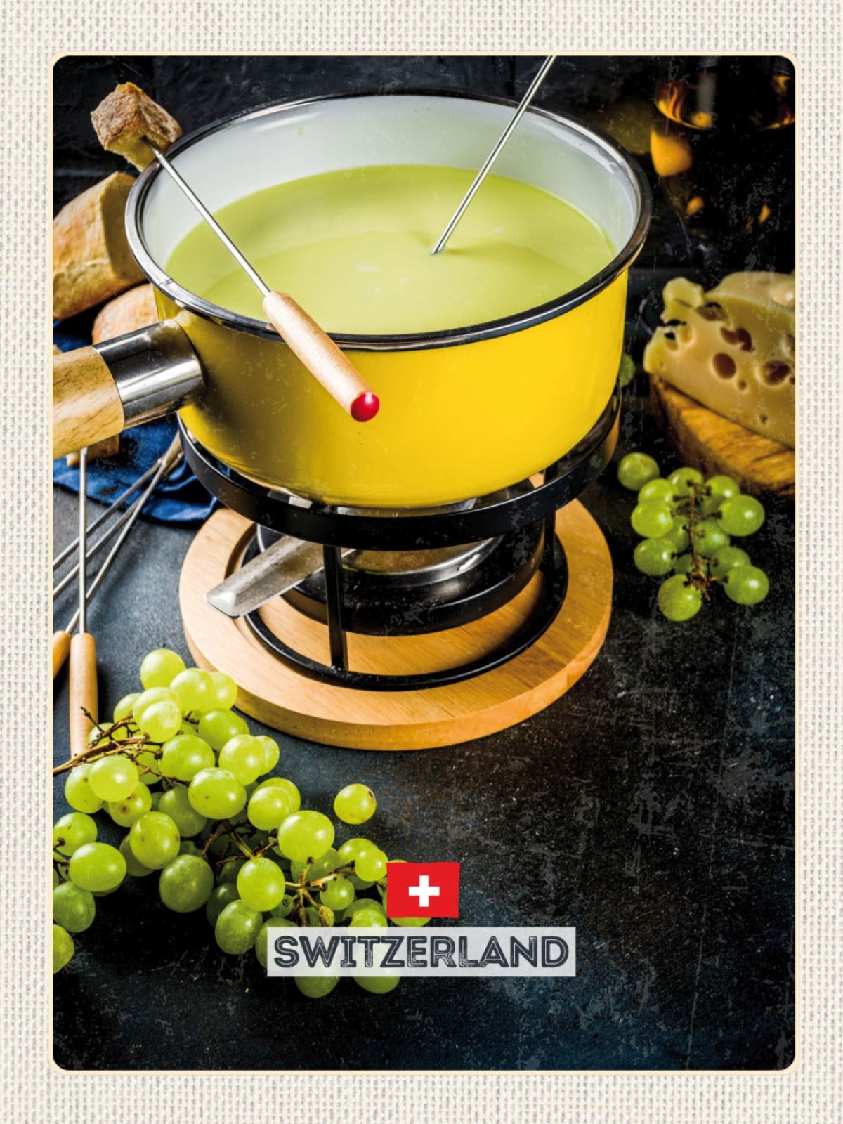 Schild Switzerland Schweiz Schweizer Käse Fondue 12x18 20x30 30x40 Blech/Holz