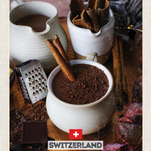 Schild Switzerland Schweiz Schweizer Schokokade 12x18 20x30 30x40 Blech/Holz