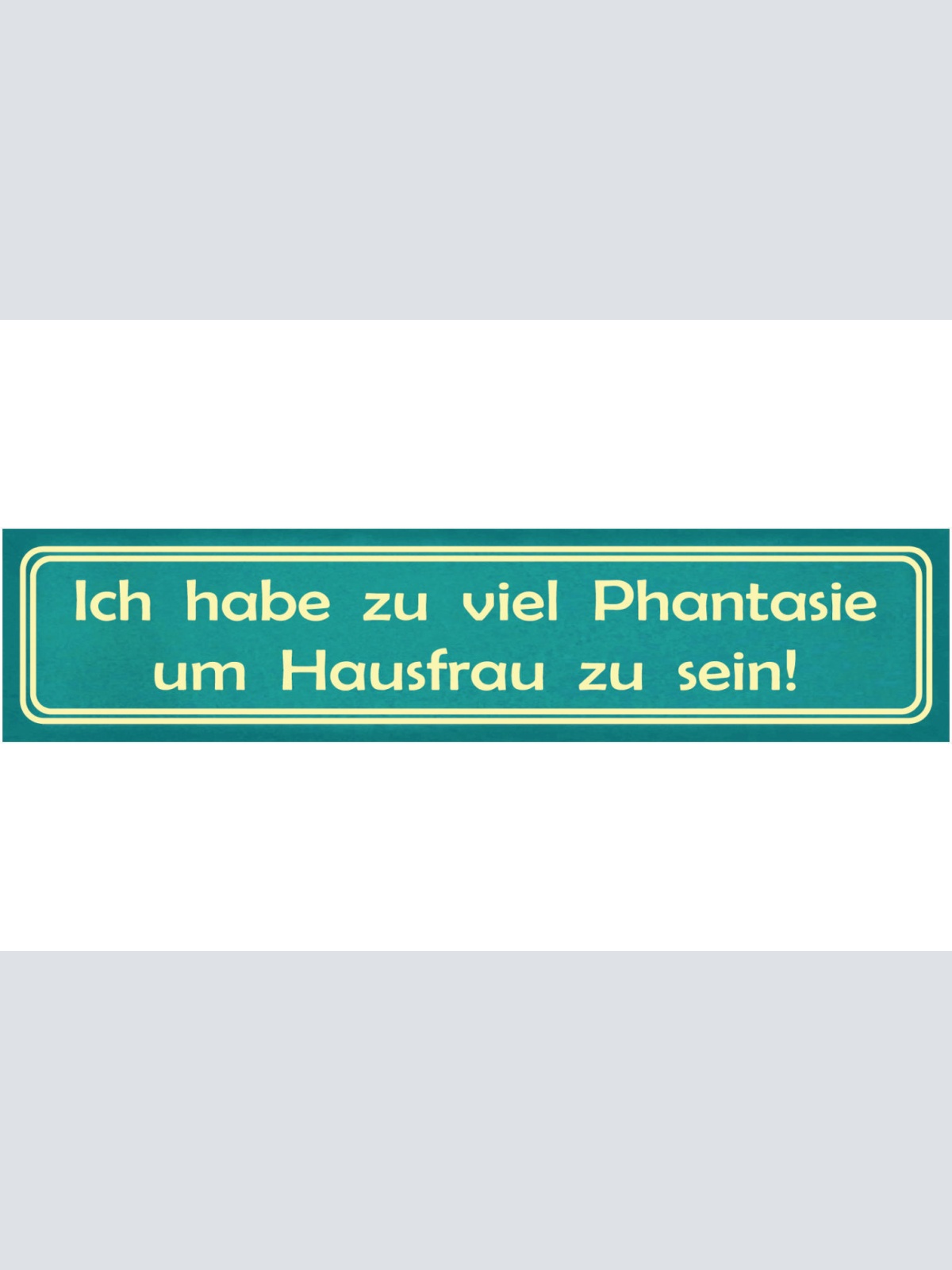 Schild Hausfrau Haushalt Phantasie Wohnung Putzen Kochen 46 x 10 Blech od. Holz