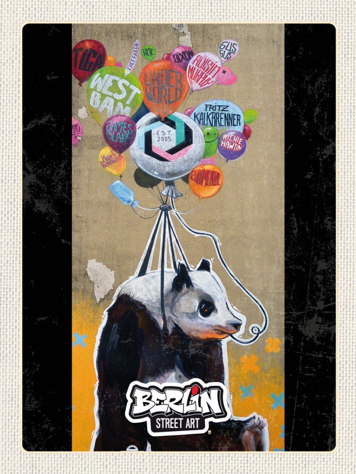 Schild Berlin Street Art Graffiti Panda Ballons D 12x18 20x30 30x40 Blech/Holz