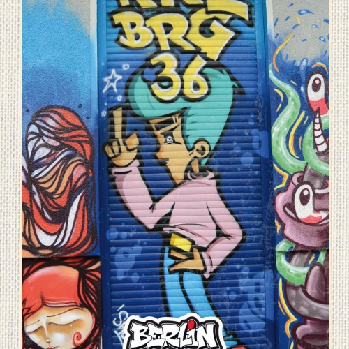 Schild Berlin Streetart Graffiti Figur Mittelfinger 12x18 20x30 30x40 Blech/Holz