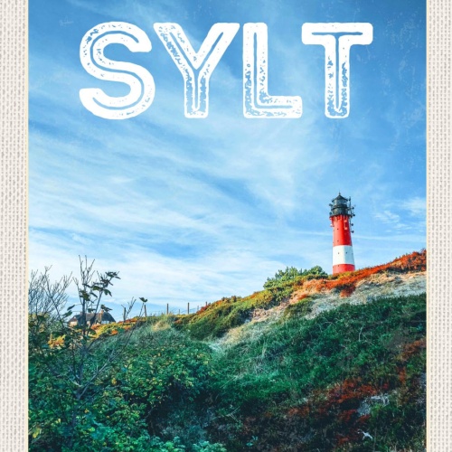 Schild Sylt Insel Leuchtturm Küste Ostfriesland D 12x18 20x30 30x40 Blech/Holz