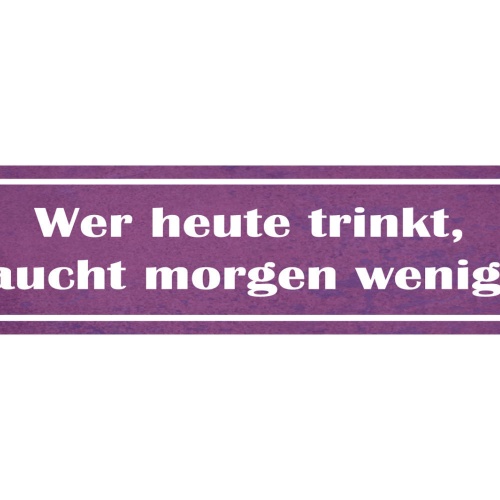 Schild Heute Trinkt Morgen Weniger Alkohol Bier Trinken 46 x 10 Blech od. Holz