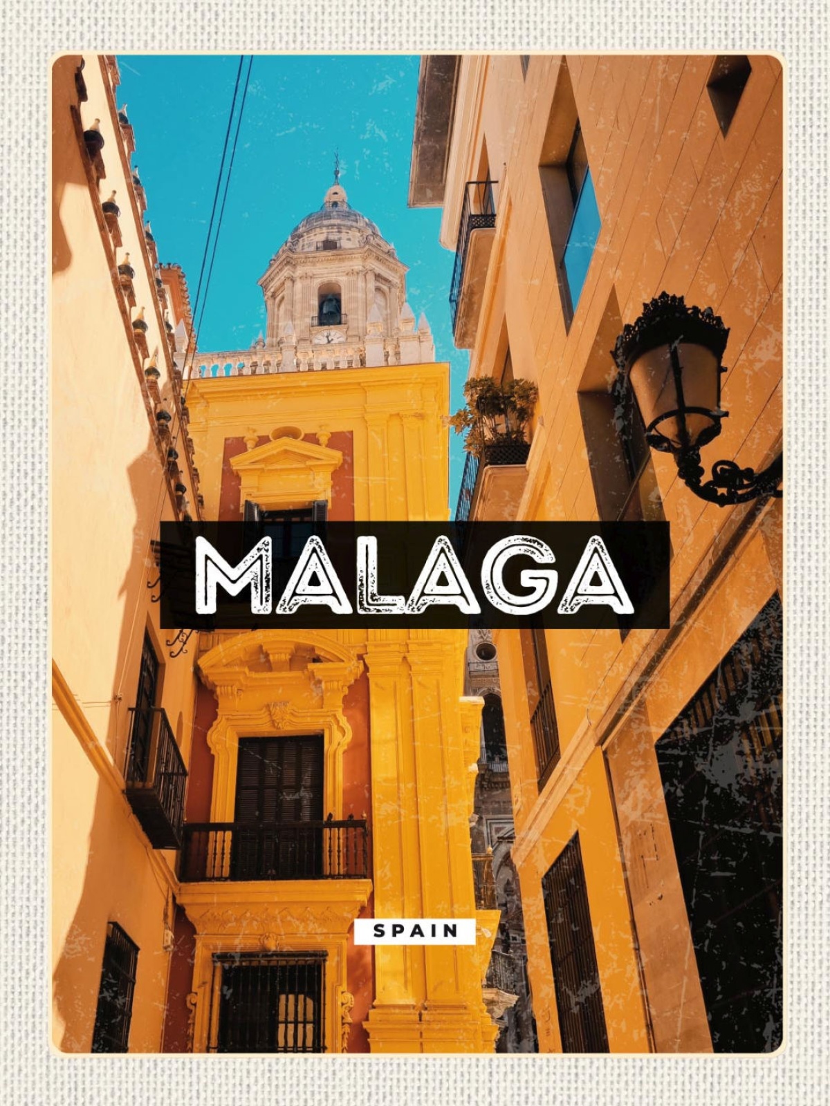 Schild Málaga Spain Spanien Stadt Gasse 12x18 20x30 30x40 Blech od. Holz