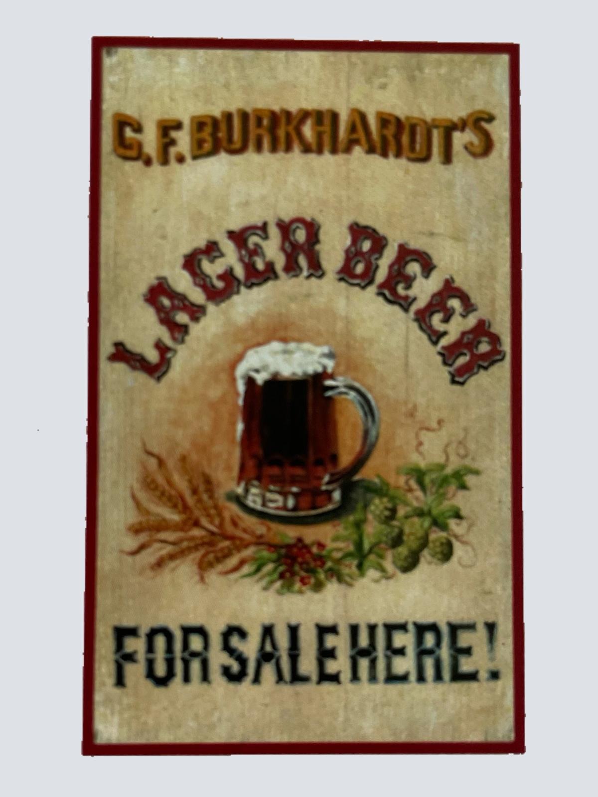 Nostalgie Holzschild GG.Burkhardt's Lager Beer For Sale Here Bier Alkohol Schild