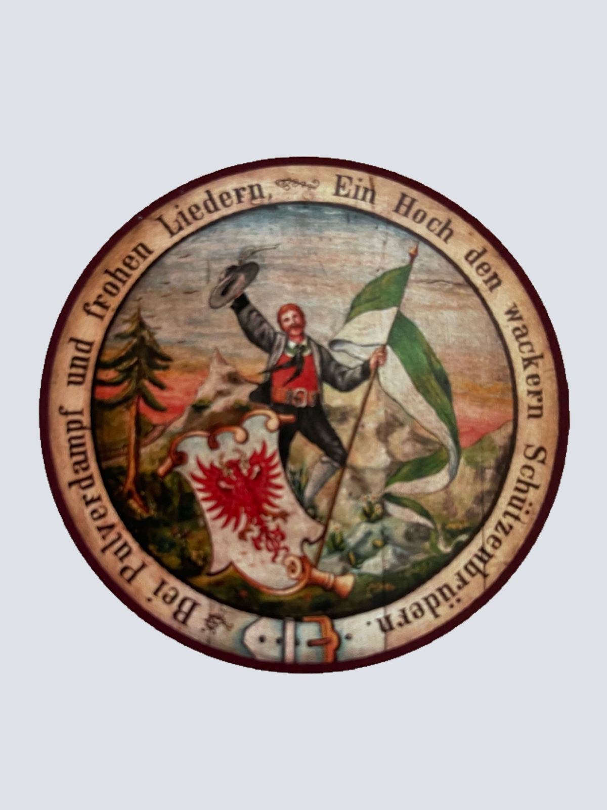 Nostalgie Holzschild Schützenscheibe Bei Pulverdampf & Frohen Liedern Schild