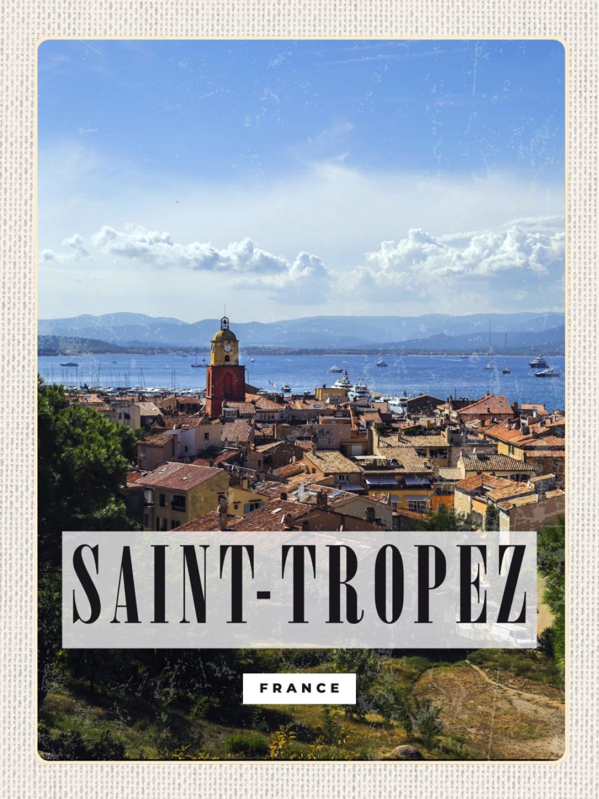 Schild Saint Tropez France Frankreich Stadt Meer 12x18 20x30 30x40 Blech/Holz