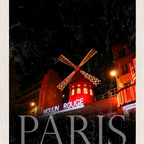 Schild Moulin Rouge Paris Frankreich Varieté 12x18 20x30 30x40 Blech od. Holz
