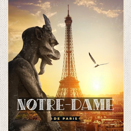 Schild Notre-Dame De France Frankreich Gargoyle 12x18 20x30 30x40 Blech od. Holz