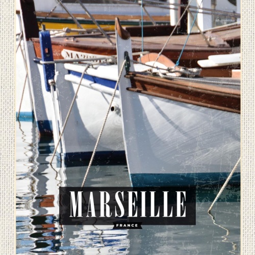 Schild Marseille France Frankreich Schiffe Hafen 12x18 20x30 30x40 Blech/Holz