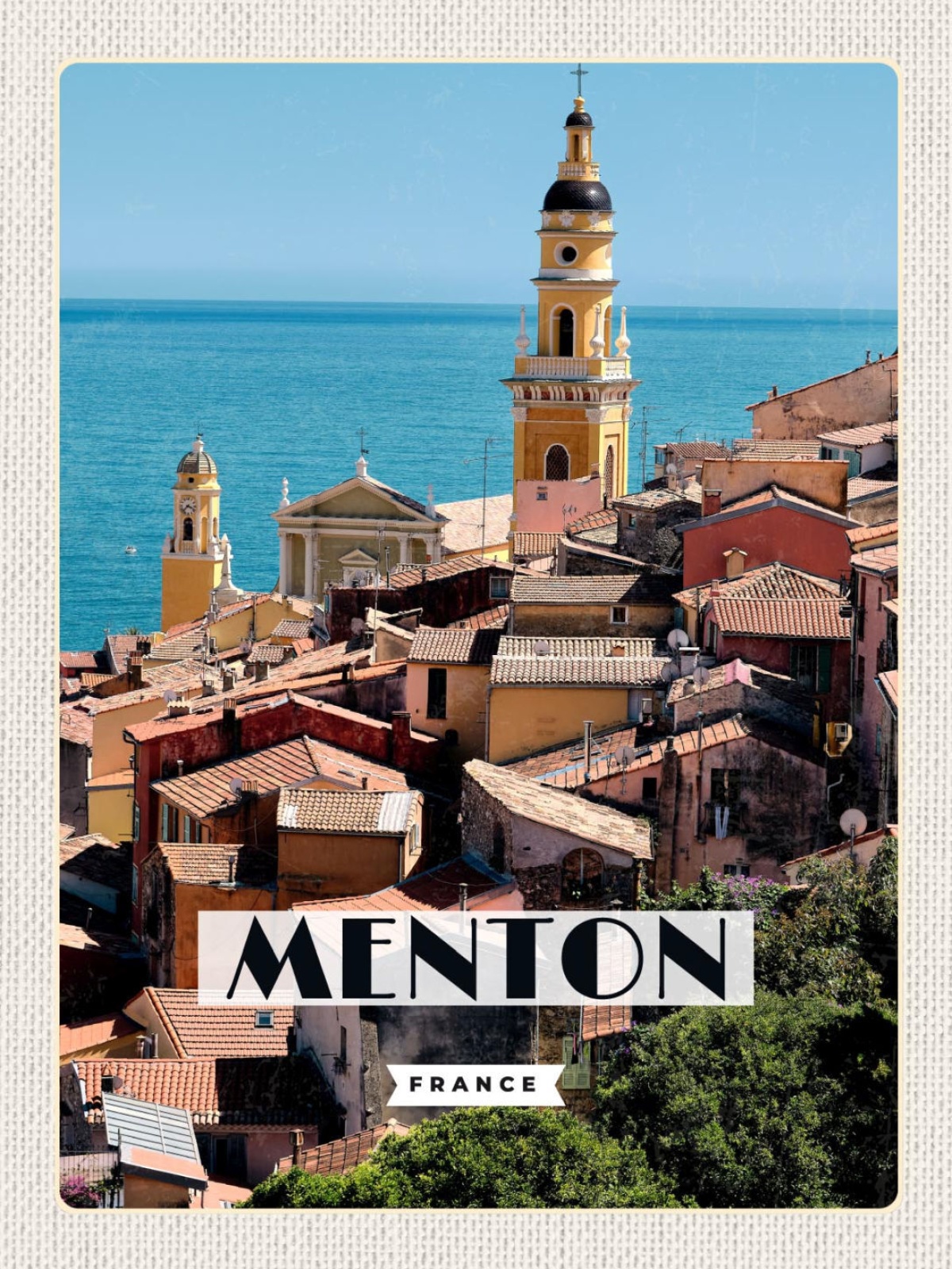 Schild Menton France Frankreich Stadt Meer 12x18 20x30 30x40 Blech od. Holz