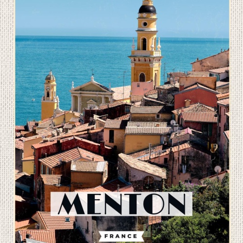 Schild Menton France Frankreich Stadt Meer 12x18 20x30 30x40 Blech od. Holz