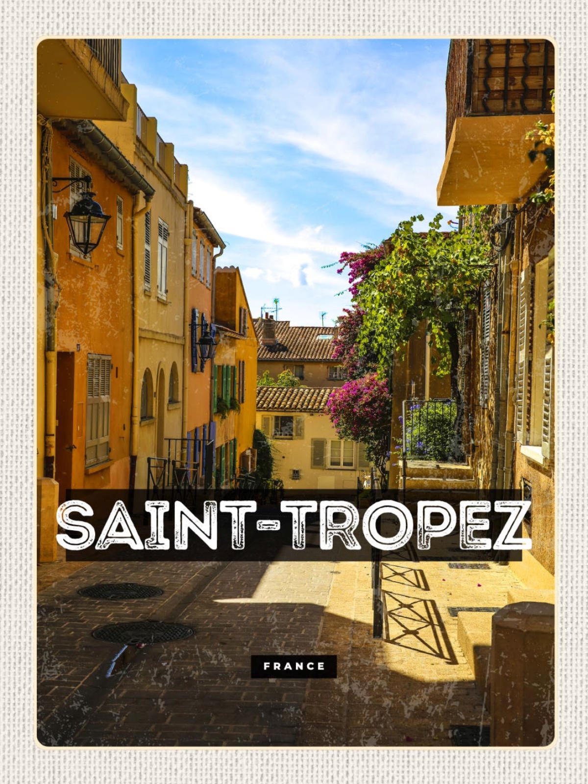 Schild Saint-Tropez France Frankreich Gasse Stadt 12x18 20x30 30x40 Blech/Holz