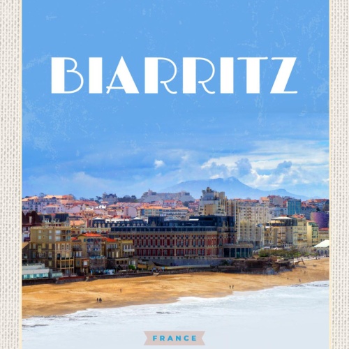 Schild Biarritz France Frankreich Stadt Strand 12x18 20x30 30x40 Blech/Holz