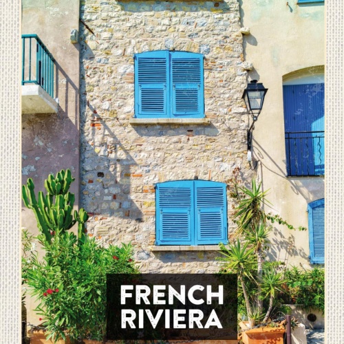 Schild French Rivera Côte d’Azur Frankreich Haus 12x18 20x30 30x40 Blech/Holz