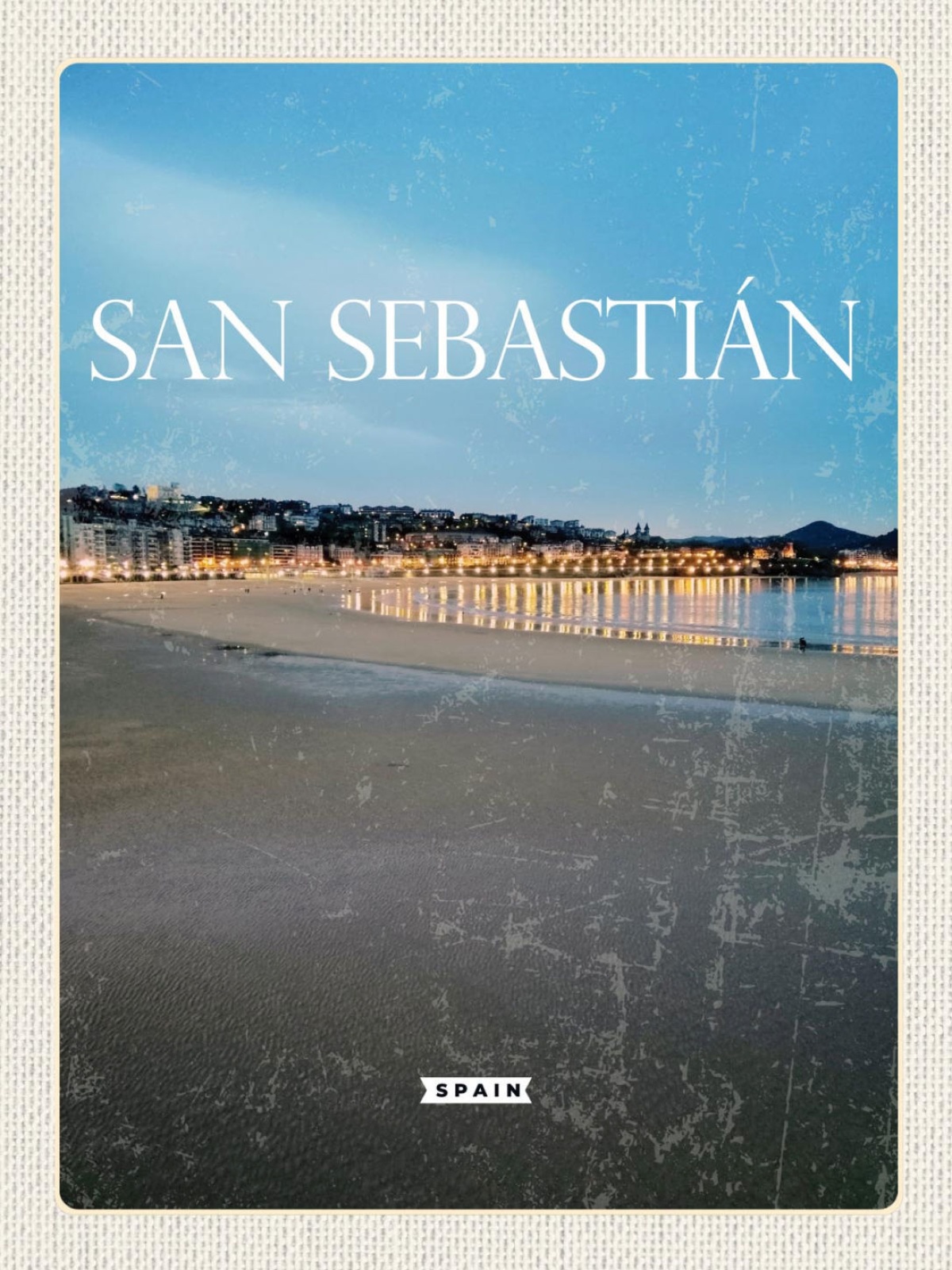 Schild San Sebastián Spain Spanien Strand Küste 12x18 20x30 30x40 Blech od. Holz