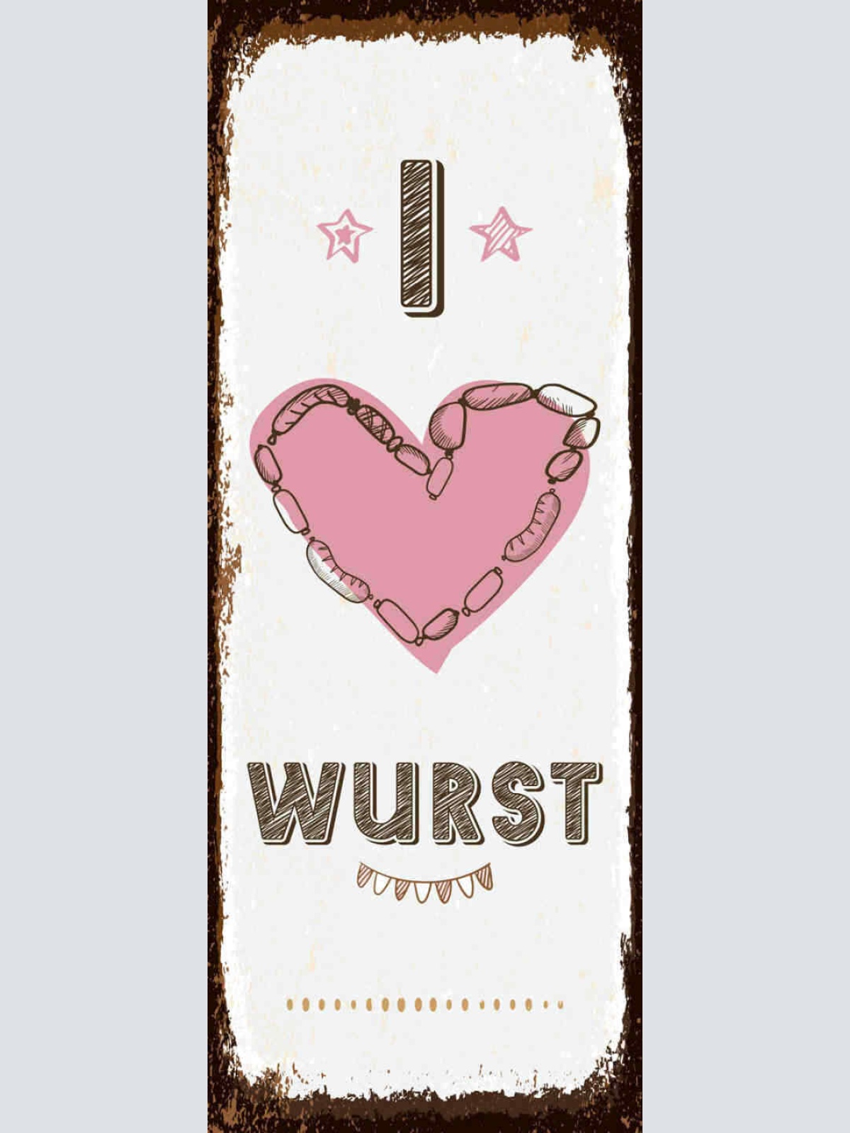 Schild I ❤️ Wurst Liebe Essen Grillen Grill BBQ 27x10 Blech od.Holz