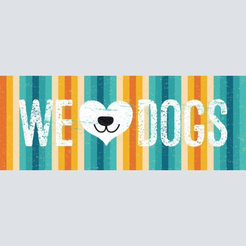 Schild We ❤️ Dogs Wir Lieben Hunde Liebe Hund Haus Tier 27x10 Blech od.Holz